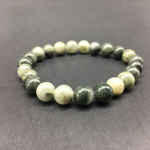 4mm 6mm 10mm 12mm Natural Stone Beads Green Grass Stone Stretch Bracelet Bangle Elastic Bracelet Jewelry Pulseras