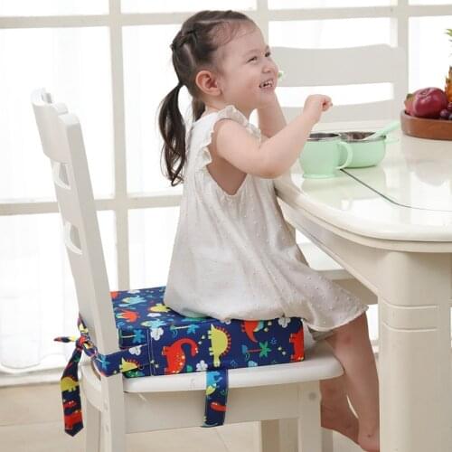 Kids Portable High Chair Booster Seat Cushion for Table Dismountable Toddler Washable Travel Thick Chair Seat Pads Buckle Strap