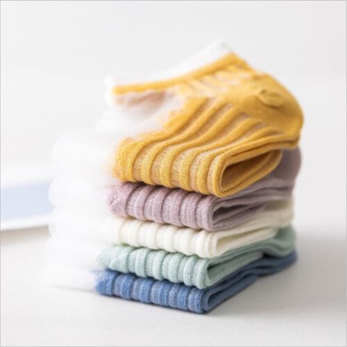 New Product Glass Stockings Womens Color Matching Soles Vertical Striped Card Stockings Transparent Crystal Stockings