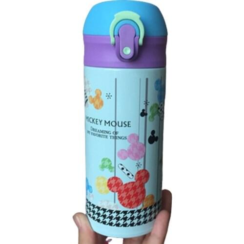 Disney Mickey Minnie Childrens Mug Sports Anti-fall 304 Stainless Steel Cartoon Outdoor 430ml-500ml Baby Thermos cup