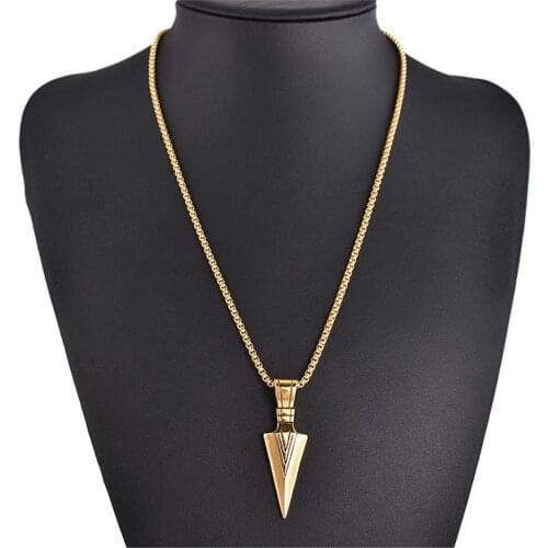 Arrow Pendant Necklace Simple Gold Bead Arrow Long Chain Men Women Necklaces Jewelry Fashion Vintage Necklace Men Gifts