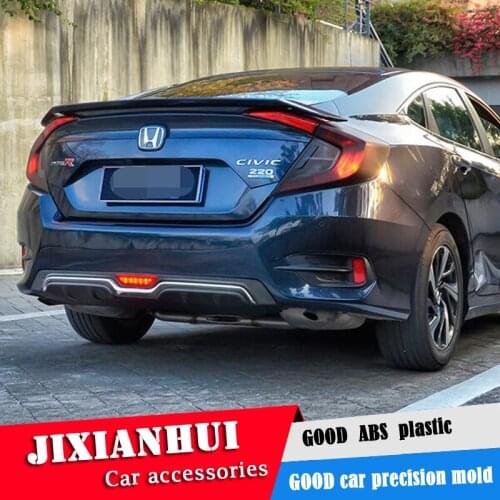 For Civic Body kit spoiler 2016-2018 For Honda Civic A ABS Rear lip rear spoiler front Bumper Diffuser Bumpers Protector