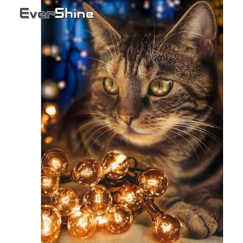 EverShine DIY Diamond Embroidery Animals New Arrival Diamond Painting Cat Mosaic Kits Sale Picture Of Rhinestones Wall Art