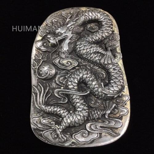 China Top Quality White Copper Engrave Dragon Inkslab Metal Crafts Home Decoration#2
