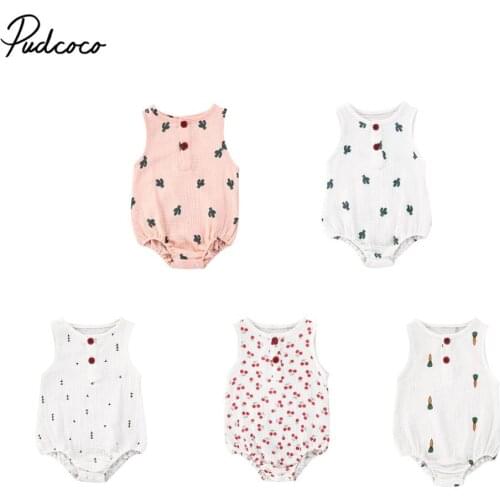 Newborn Baby Boy Girl Summer Cotton Linen Sleevelss Cactus Rompers Jumpsuit Infant Outfits