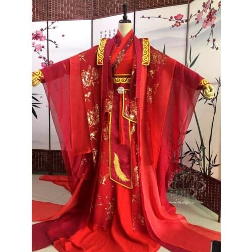 Anime Mo Dao Zu Shi Lan Wangji Cosplay Costume Hua Cheng Costumes Chinese Traditional Men Adult Hanfu Red Wedding Dress Costumes