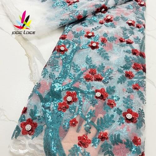 Latest sequence French Nigerian sequins net lace 2021 high quality African tulle mesh sequence lace fabric for dress 5yards/lot
