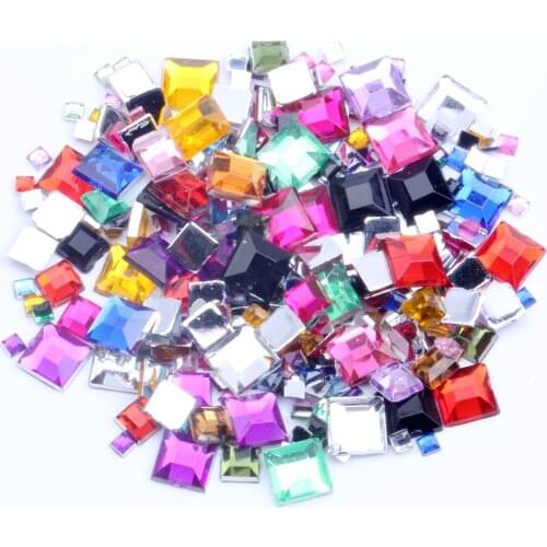 Square Nail Rhinestone 2 4 6mm And Mixed size Colorful Flatback Crystal Strass Stones Beads for Clothes Wedding Dress Decoration