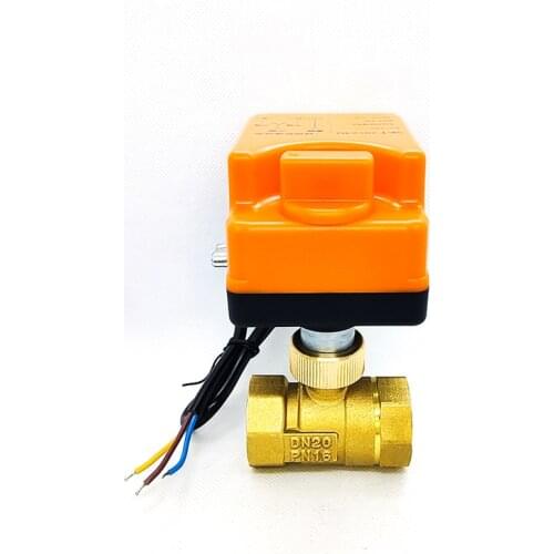 3/4" Brass Electric Ball Valve Three Wire Two Control Two Way Electric Actuator With Manual Switch 220V 24V 12V