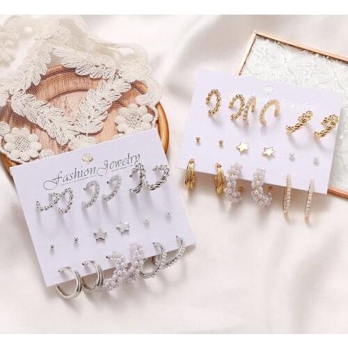 KISS WIFE Trendy Gold Silver Color Pearl Round Crossed Hoop Earrings For Women Small Stud Earrings Party Jewelry Gifts 2021