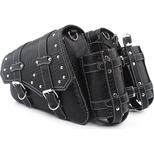 Motorcycle Retro Black Saddlebag Swingarm Solo Bag w/ Cup Holder For XL Dyna Softail Scout Sixty Bobber R nineT Vulcan Universal
