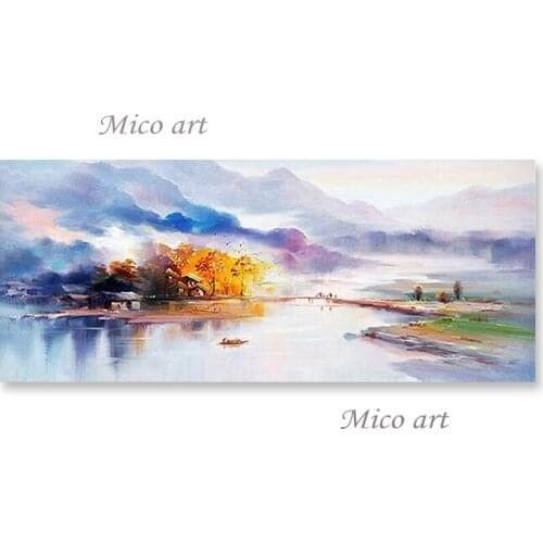 Outdoor Chinese Style Landscape Oil Painting 100% Hand Painted Abstract Ink Painting Canvas Wall Art Modern Living Room Decor