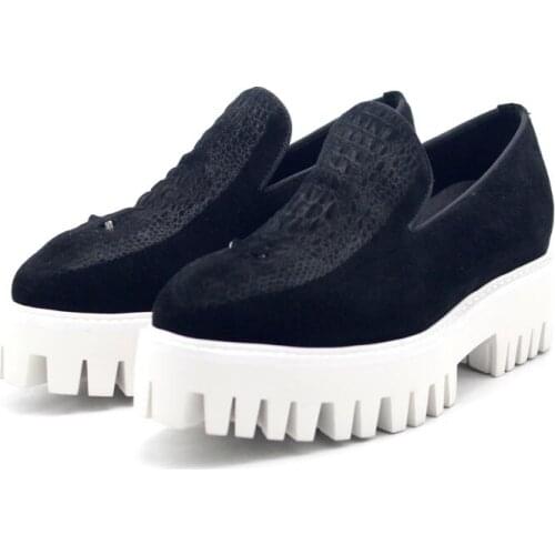 New casual shoes for men fashion slip on suede leather men shoes platform shoes