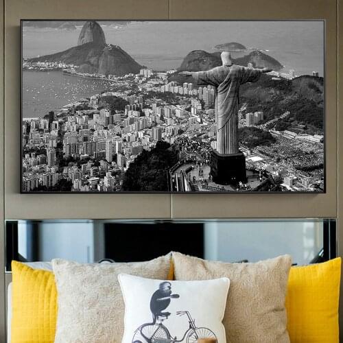 New York Brooklyn Bridge Brazil Rio de Janeiro Canvas Prints Painting Large Size Night View City Landscape Wall Art Picture