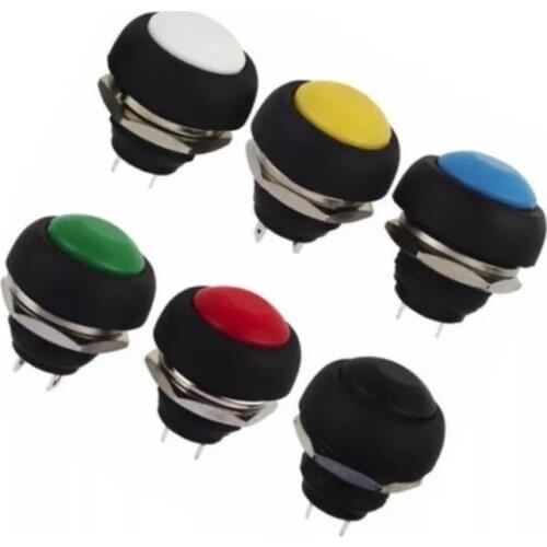 Wholesale 100pcs/lot PBS-33B 6 Color Black Red Green Yellow White Blue 12mm Waterproof Momentary Push button Switch Multi Color