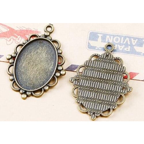 50pcs 30mmx39mm 3 Colors Oval Base Setting Tray Bezel Pendant Charm/Finding,fit 18mmx25mm Cabochon/Cameo