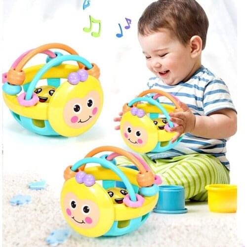 Baby Soft Rubber Rattle Children Early Childhood Biting Bell Toy Bee Hand Bell Rattle Dumbbell Baby Toy 0-12 Months