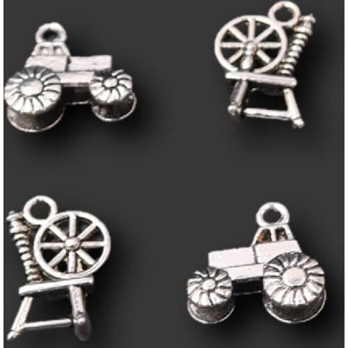10pcs Silver Plated Tractor Truck & Irrigation Machinery Metal Pendants DIY Charms Retro Bracelet Earrings Jewelry Crafts Making