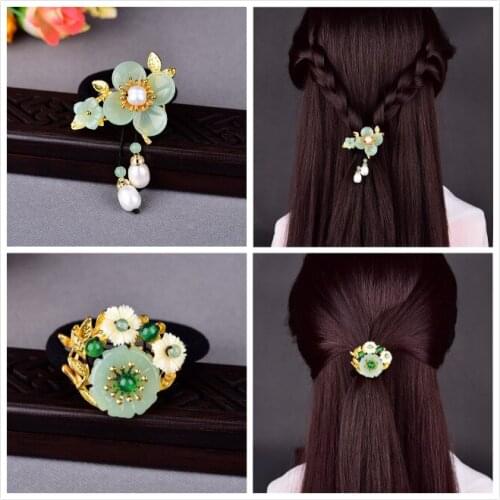 Freshwater Pearl Coloured Glaze Ancient Princess Hair Jewelry Comfortable Copper Alloy Headwear High Elastic Rope Hairbands
