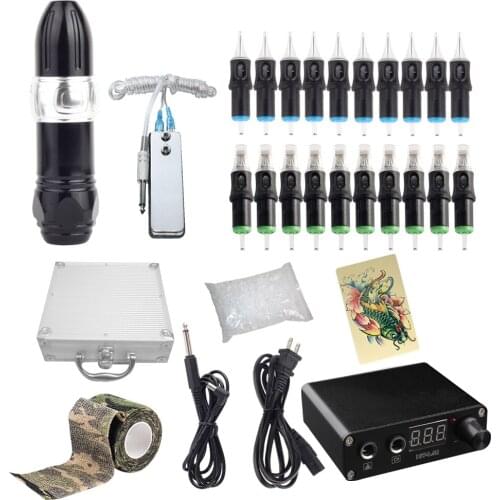 Professional Tattoo Kit With 12th generation Rotary Pen Tattoo Cartridge Needle LCD Mini Power Equipment Supplies