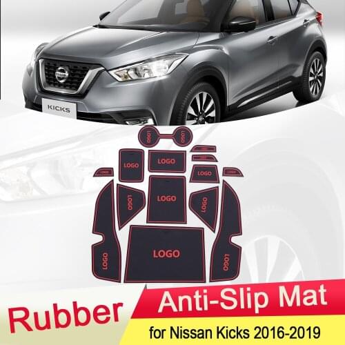 For Nissan Kicks 2016 2017 2018 2019 2020 2021 Accessories Rubber Door Mat Interior Anti-Slip Cup Pad Gate Slot Pad Decoration