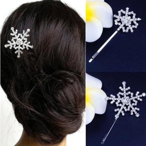 Stonefans Elsa Inspired Rhinestone Snowflake Hair Clip for Women Winter Crystal Bridal Hairpin Christmas Barrettes Hair Jewelry
