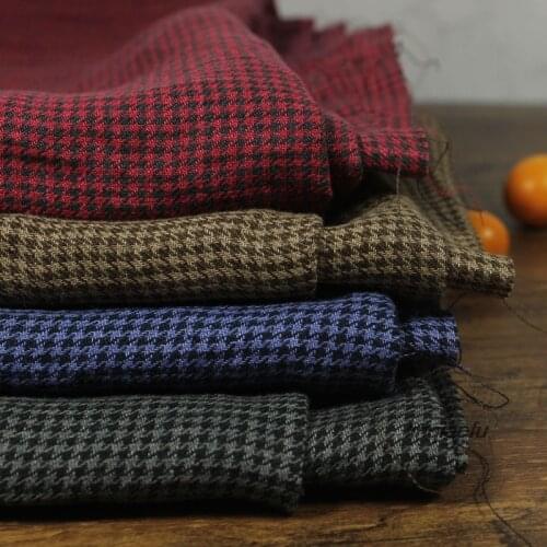 Original design yarn-dyed linen small plaid fabric, shirt gown dress linen clothing fabric