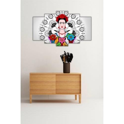 Colorful Flowers and FRİDA 5 Parts MDF Table Home Decoration Special Design