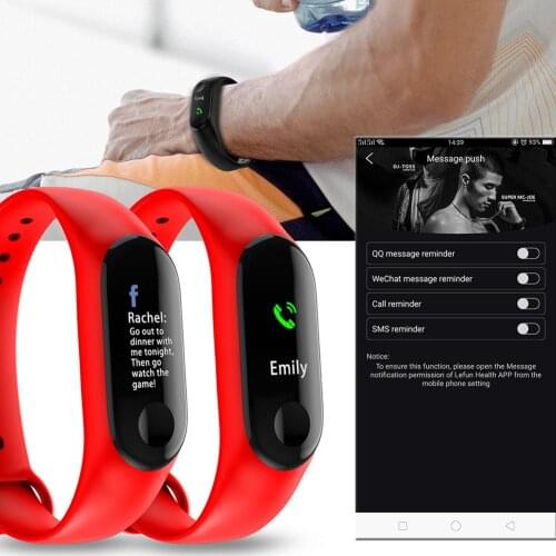 M3 Smart Bracelet Heart Rate Blood Pressure Health Waterproof SmartWatch Sport Watch Wristband Fitness Tracker For Android IOS