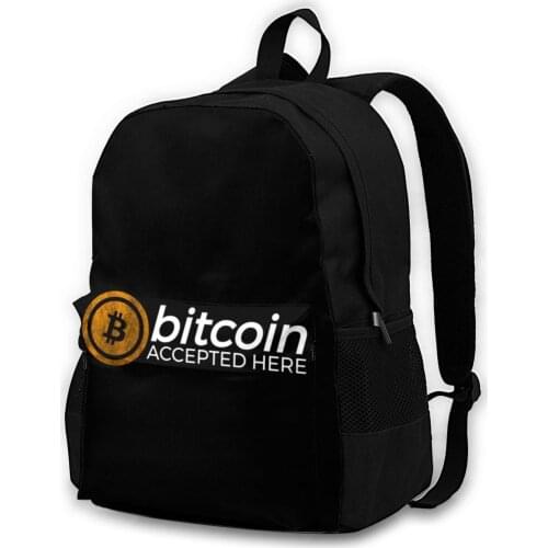 Bitcoin Backpacks Universal Polyester Campus Backpack Runner Print Bags