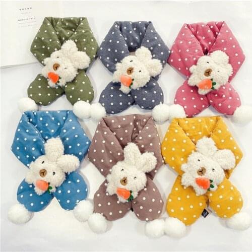 2020 Spring Baby Girls Dot Scarves Autumn Winter Boys Girls Cross Scarf Children Cotton Plush Neck Collars Warm Kids Neckerchief
