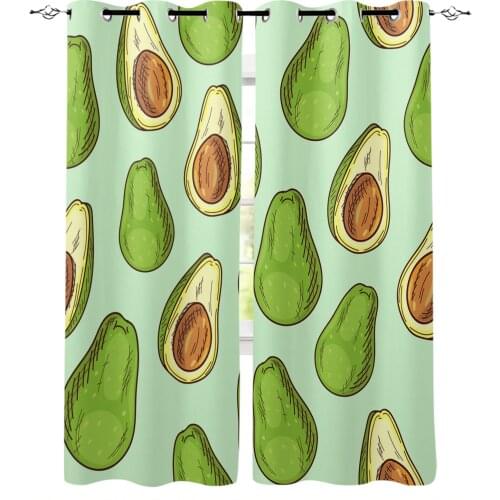 Avocado Green Seed Fruit Blackout Curtains for Children Kids Home Decor Bedroom Living Room High Shading Window Curtains