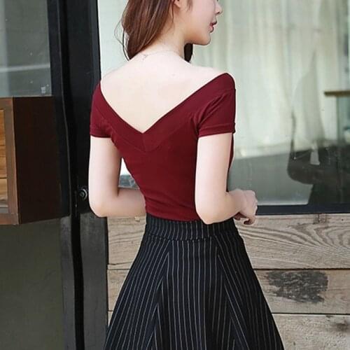 Poleras de mujer moda 2019 off shoulder women tshirts tee shirt femme sexy funny t shirts cotton t-shirt women casual t shirt