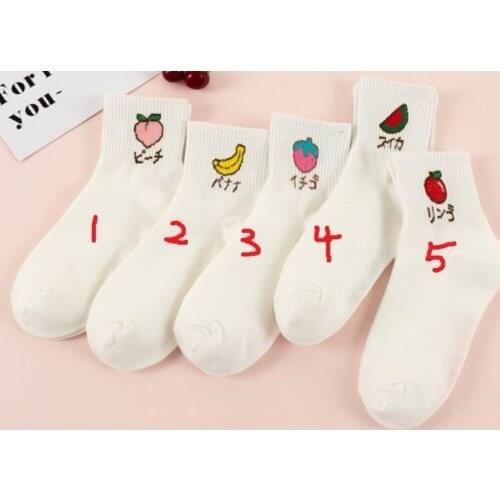 200pairs/lot women new fashion fruit banana/peach/strawberry print sock