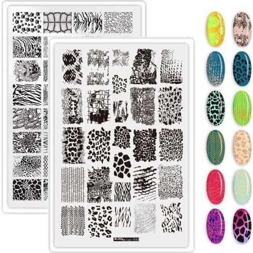 1Pcs Rectangle Snake Skin Nail Stamping Plates Animals Leopard Painting Nail Art Stencils Template Manicure Nail Stamp Tools