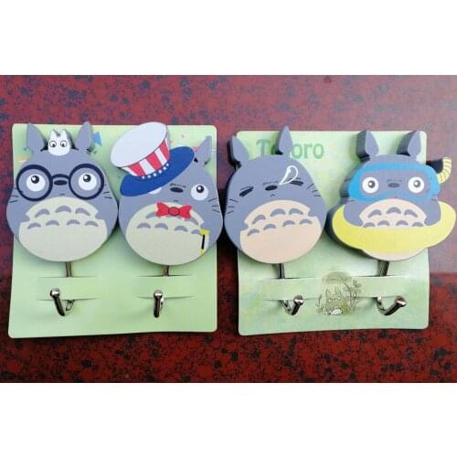 2 pcs/set My Neighbor Totoro Figure Hook Cute Wooden Wall Hooks Free Shipping