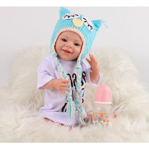 20" Popular soft body reborn doll with cute owl hat is the best gift for children to playmate