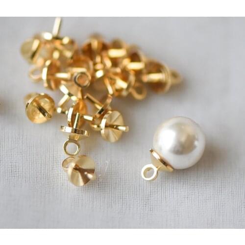 20pcs Gold plated Brass Peg Bail For Half Drilled Pearls Or Stones, For Jewelry DIY Findings Accessories (GB-135)