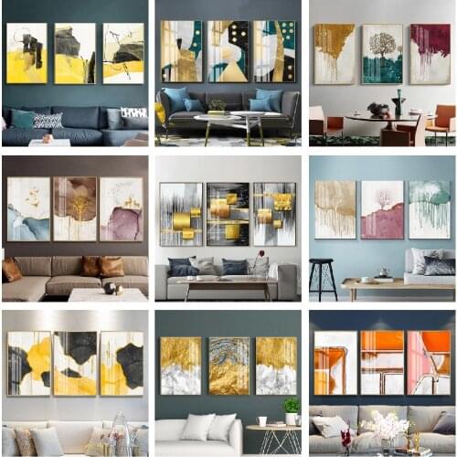 3 Pcs/Set DIY Oil Painting by Numbers Triptych Pictures Coloring Landscape Abstract Paint Wall Sticker Home Decor