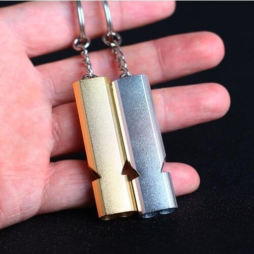 Aluminum alloy whistle keychain pendant EDC tool sports whistle outdoor emergency climber oxidized sand blasting double hole sou
