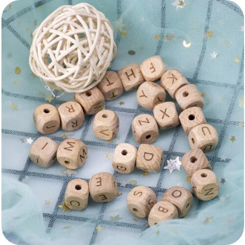 50 PCS 12 MM Natural Beech Wooden Letter Alphabet Beads Loose Spacer Beads For DIY Bracelet Jewelry Making Handmade Accessories
