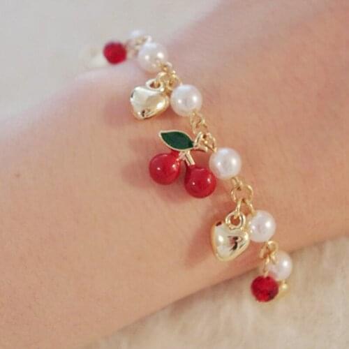 Cherry Orchard Chain Charms Bracelet Kawaii Lolita Harajuku Girly Accessory Anime IL30DO2