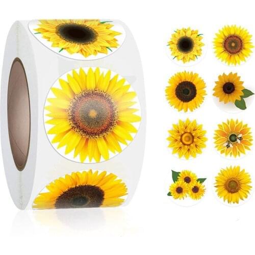 Sunflower Flowers Thank You Sticker Scrapbooking 500pcs for Wedding Mother Day Gift Card Business Packaging Stationery Sticker