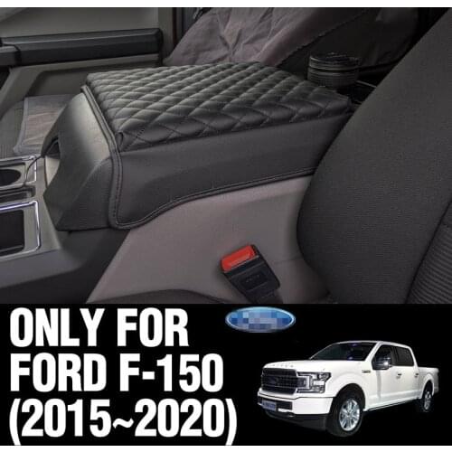 For Ford F150 F-150 2015-2020 Car Armrest Center Console Lid Cover Leather Synthetic Black Decorative Accessories
