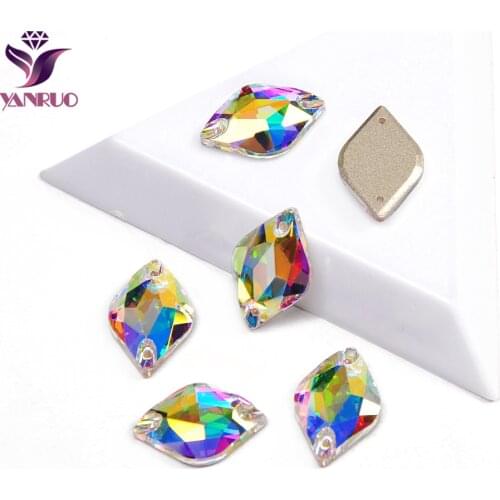 YANRUO 3211 Lemon Shape Clear Crystal Glass Sew on Rhinestones Flatback Gemstones Elegant Dresses of Stones