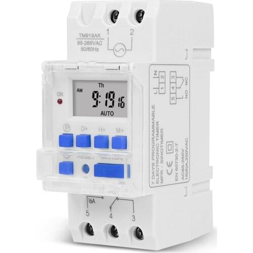Electronic Weekly 7 Days Programmable Digital Industrial Time Switch Relay Timer Control AC 220V 16A Din Rail Mount