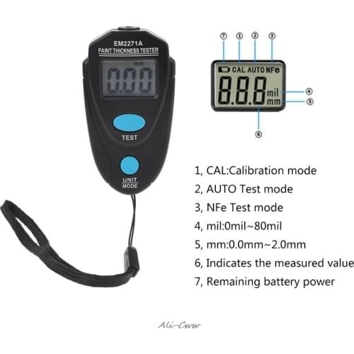 EM2271 Digital Mini Thickness Gauge Car Paint Tester Thickness Coating Meter