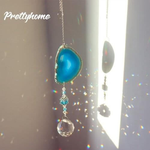 Crystal Amber Wind Chime Sun Catcher Pendant Ball Colorful Beads Hanging Drop Handmade Windchime Suncatchers For Window Decor