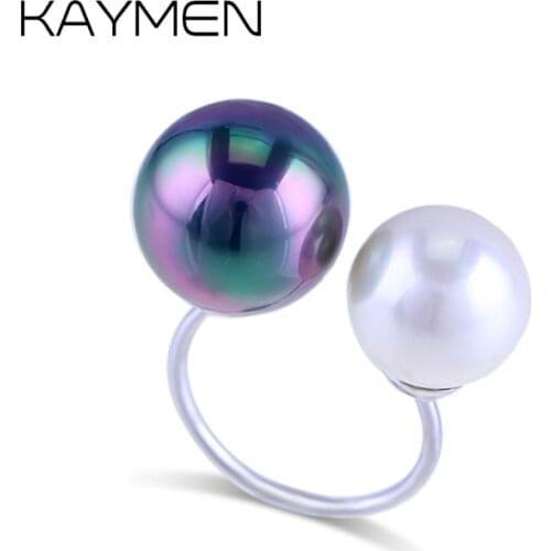 Kaymen Personality Especial Double Pearls Cute Ring for Girls, Women, Wedding, Party & Fashion Ring Jewelry Bijoux Cheap 00284