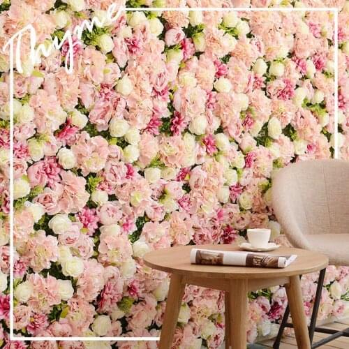 Artificial Rose Flower Wall Wedding Background Shopping Mall Window Decoration Plant Wall Home Decor Fake Silk Hydrangea Floral